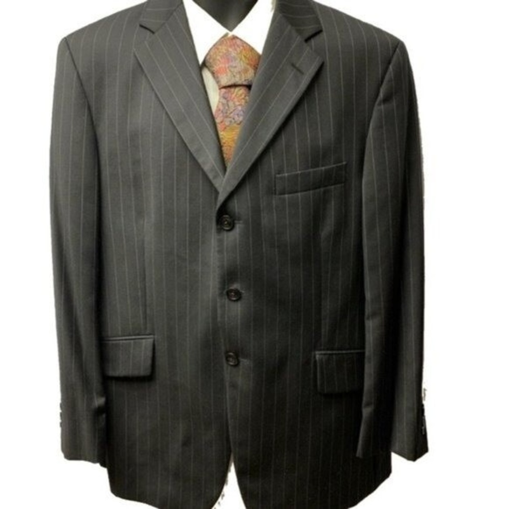 BACHRACH Pinstripe Blazer Single Breasted 3-Button‎ Classic Tailored Size 42